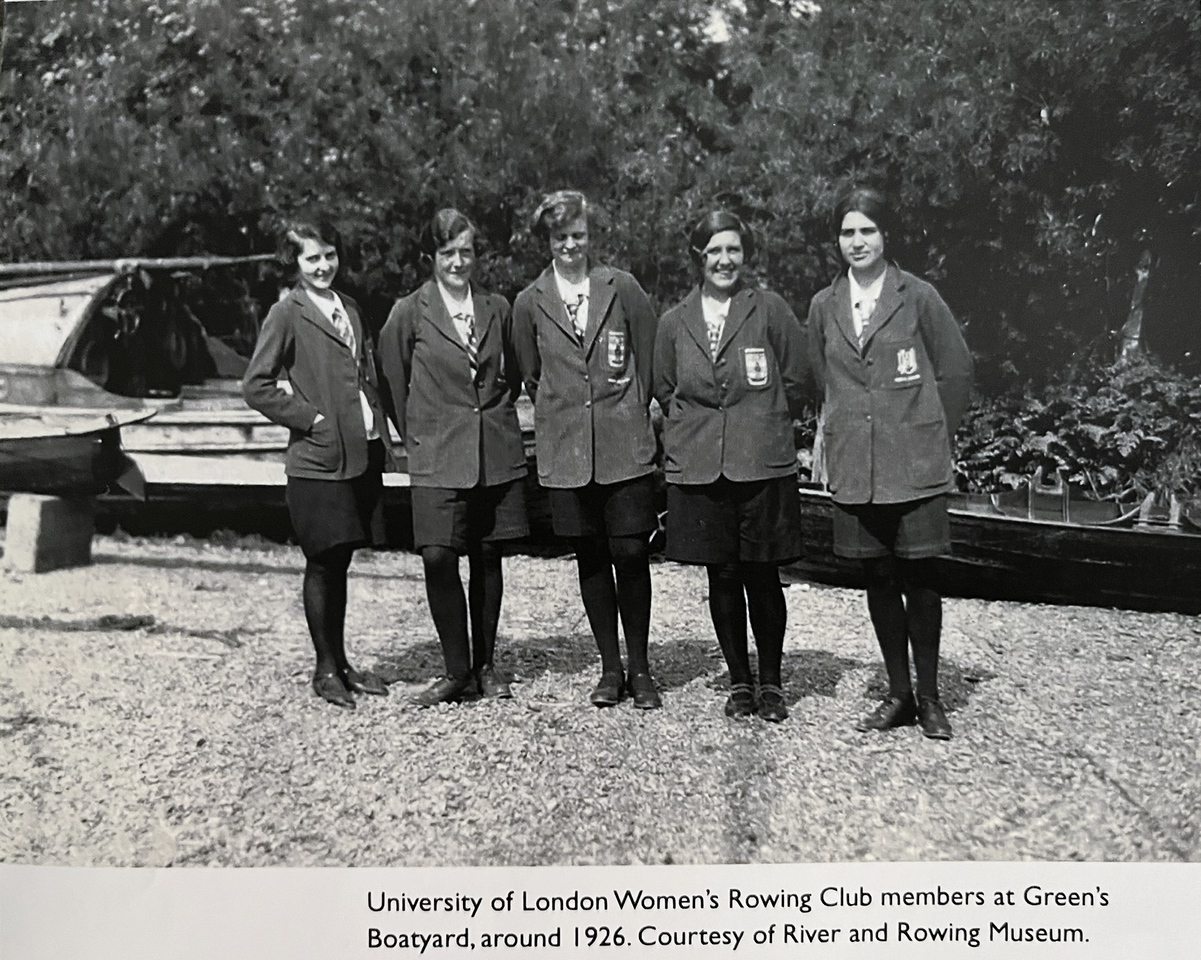 University of London Women's Rowing Club members at Green's Boatyard, around 1926