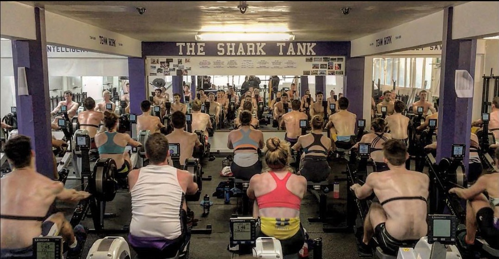 ULBC squad training in the Shark Tank ergo room